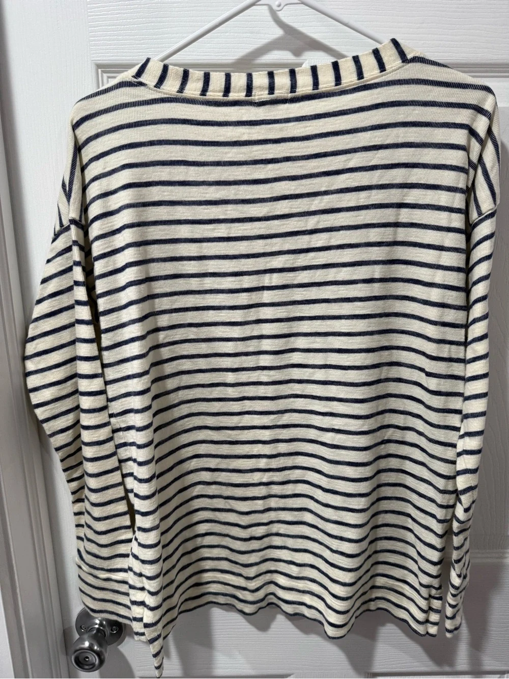 J.Crew women’s  Cream & Navy Striped Long-Sleeve Shirt
